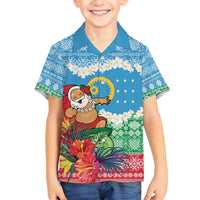 Personalised Sanma Joyeux Noel Family Matching Summer Maxi Dress and Hawaiian Shirt Proud To Be a Ni-Van Sand Drawing Art LT9 Son's Shirt Blue - Polynesian Pride