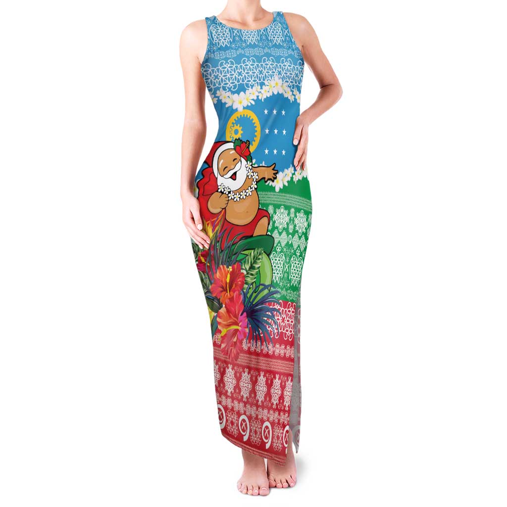 Personalised Sanma Joyeux Noel Family Matching Tank Maxi Dress and Hawaiian Shirt Proud To Be a Ni-Van Sand Drawing Art LT9 Mom's Dress Blue - Polynesian Pride