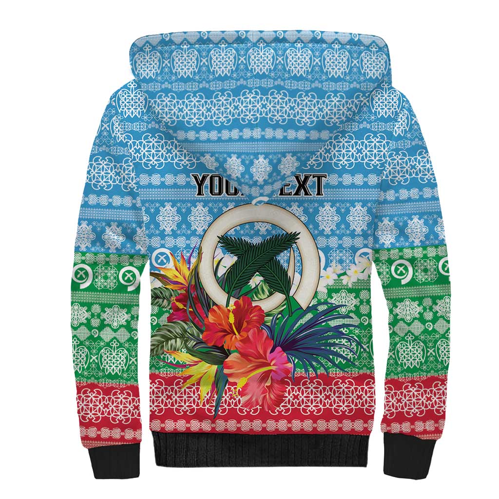 Personalised Sanma Joyeux Noel Sherpa Hoodie Proud To Be a Ni-Van Sand Drawing Art LT9 - Polynesian Pride