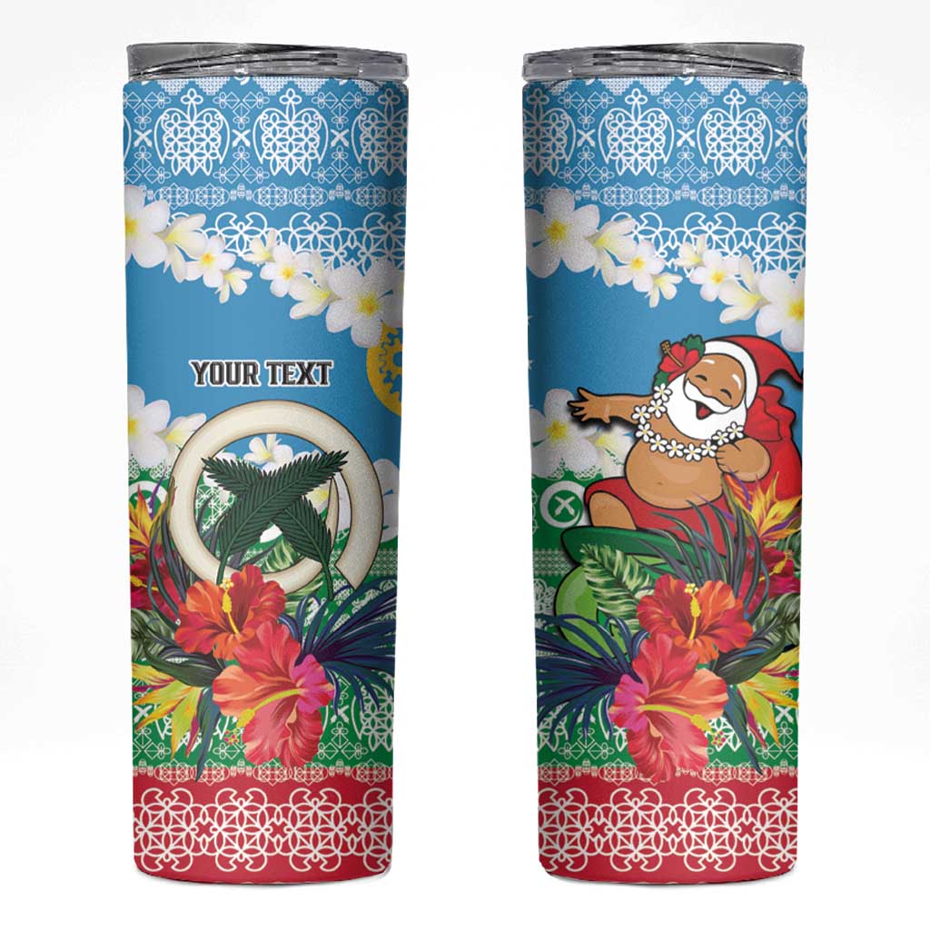 Personalised Sanma Joyeux Noel Skinny Tumbler Proud To Be a Ni-Van Sand Drawing Art LT9 Blue - Polynesian Pride