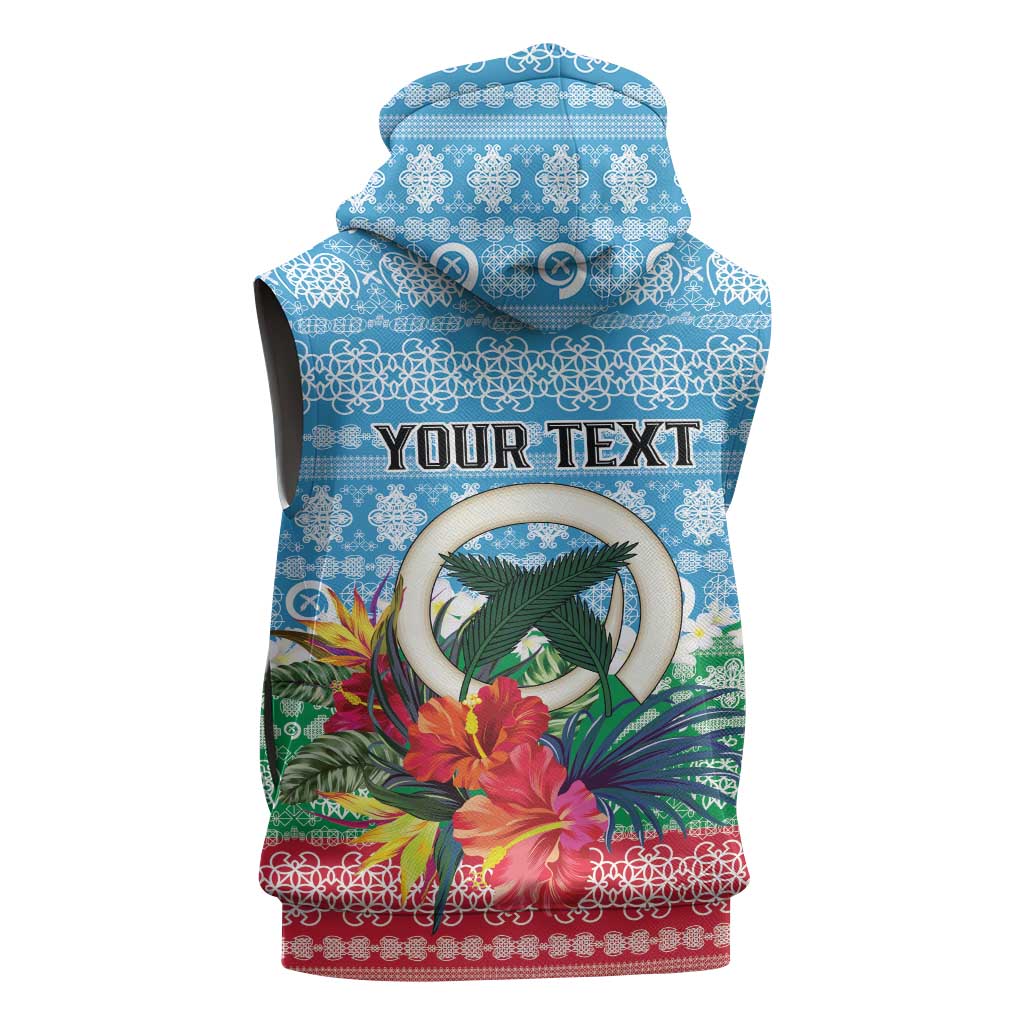 Personalised Sanma Joyeux Noel Sleeveless Zip Hoodie Proud To Be a Ni-Van Sand Drawing Art LT9 - Polynesian Pride