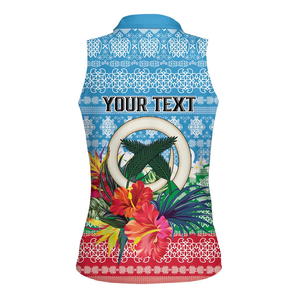 Personalised Sanma Joyeux Noel Women Sleeveless Polo Shirt Proud To Be a Ni-Van Sand Drawing Art LT9 - Polynesian Pride