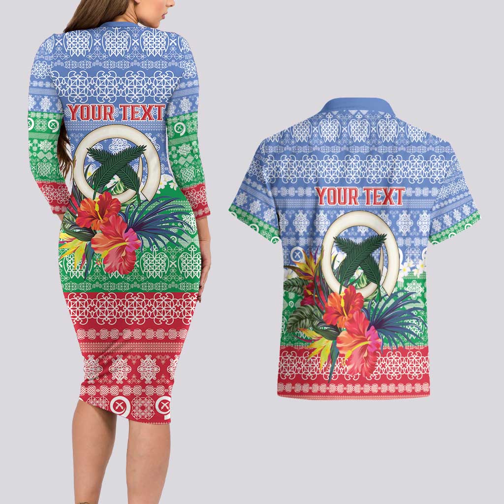 Personalised Shefa Joyeux Noel Couples Matching Long Sleeve Bodycon Dress and Hawaiian Shirt Proud To Be a Ni-Van Sand Drawing Art LT9 - Polynesian Pride