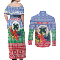 Personalised Shefa Joyeux Noel Couples Matching Off Shoulder Maxi Dress and Long Sleeve Button Shirt Proud To Be a Ni-Van Sand Drawing Art LT9 - Polynesian Pride