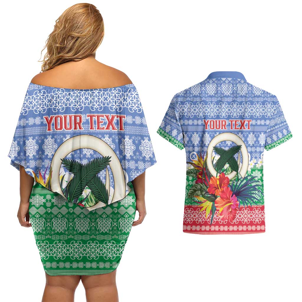 Personalised Shefa Joyeux Noel Couples Matching Off Shoulder Short Dress and Hawaiian Shirt Proud To Be a Ni-Van Sand Drawing Art LT9 - Polynesian Pride
