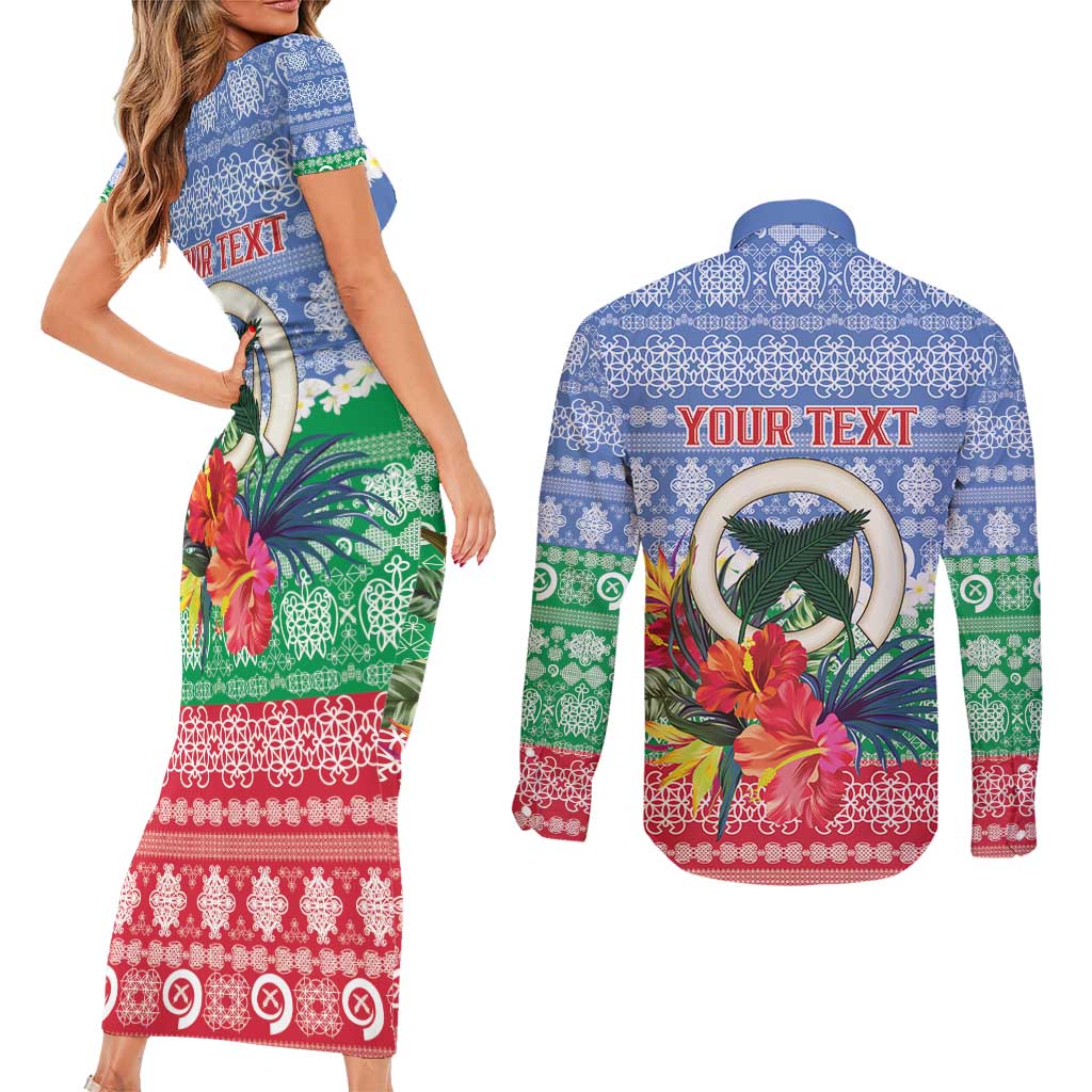 Personalised Shefa Joyeux Noel Couples Matching Short Sleeve Bodycon Dress and Long Sleeve Button Shirt Proud To Be a Ni-Van Sand Drawing Art LT9 - Polynesian Pride