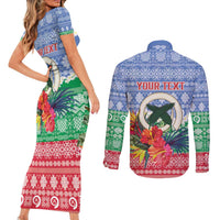 Personalised Shefa Joyeux Noel Couples Matching Short Sleeve Bodycon Dress and Long Sleeve Button Shirt Proud To Be a Ni-Van Sand Drawing Art LT9 - Polynesian Pride