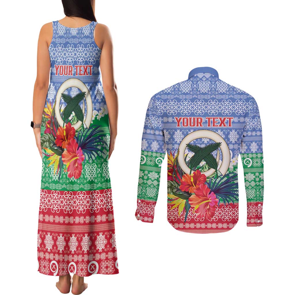 Personalised Shefa Joyeux Noel Couples Matching Tank Maxi Dress and Long Sleeve Button Shirt Proud To Be a Ni-Van Sand Drawing Art LT9 - Polynesian Pride