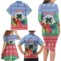 Personalised Shefa Joyeux Noel Family Matching Long Sleeve Bodycon Dress and Hawaiian Shirt Proud To Be a Ni-Van Sand Drawing Art LT9 - Polynesian Pride