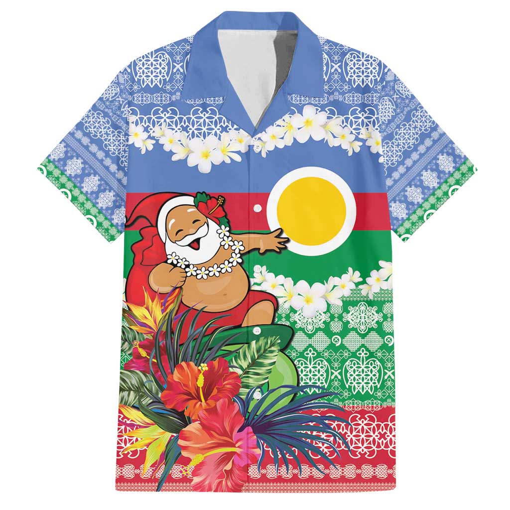Personalised Shefa Joyeux Noel Family Matching Long Sleeve Bodycon Dress and Hawaiian Shirt Proud To Be a Ni-Van Sand Drawing Art LT9 Dad's Shirt - Short Sleeve Blue - Polynesian Pride