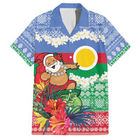 Personalised Shefa Joyeux Noel Family Matching Summer Maxi Dress and Hawaiian Shirt Proud To Be a Ni-Van Sand Drawing Art LT9 Dad's Shirt - Short Sleeve Blue - Polynesian Pride