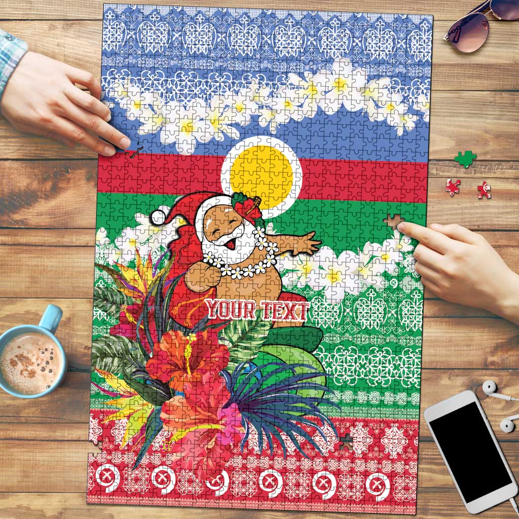 Personalised Shefa Joyeux Noel Puzzle Proud To Be a Ni-Van Sand Drawing Art LT9 Blue - Polynesian Pride