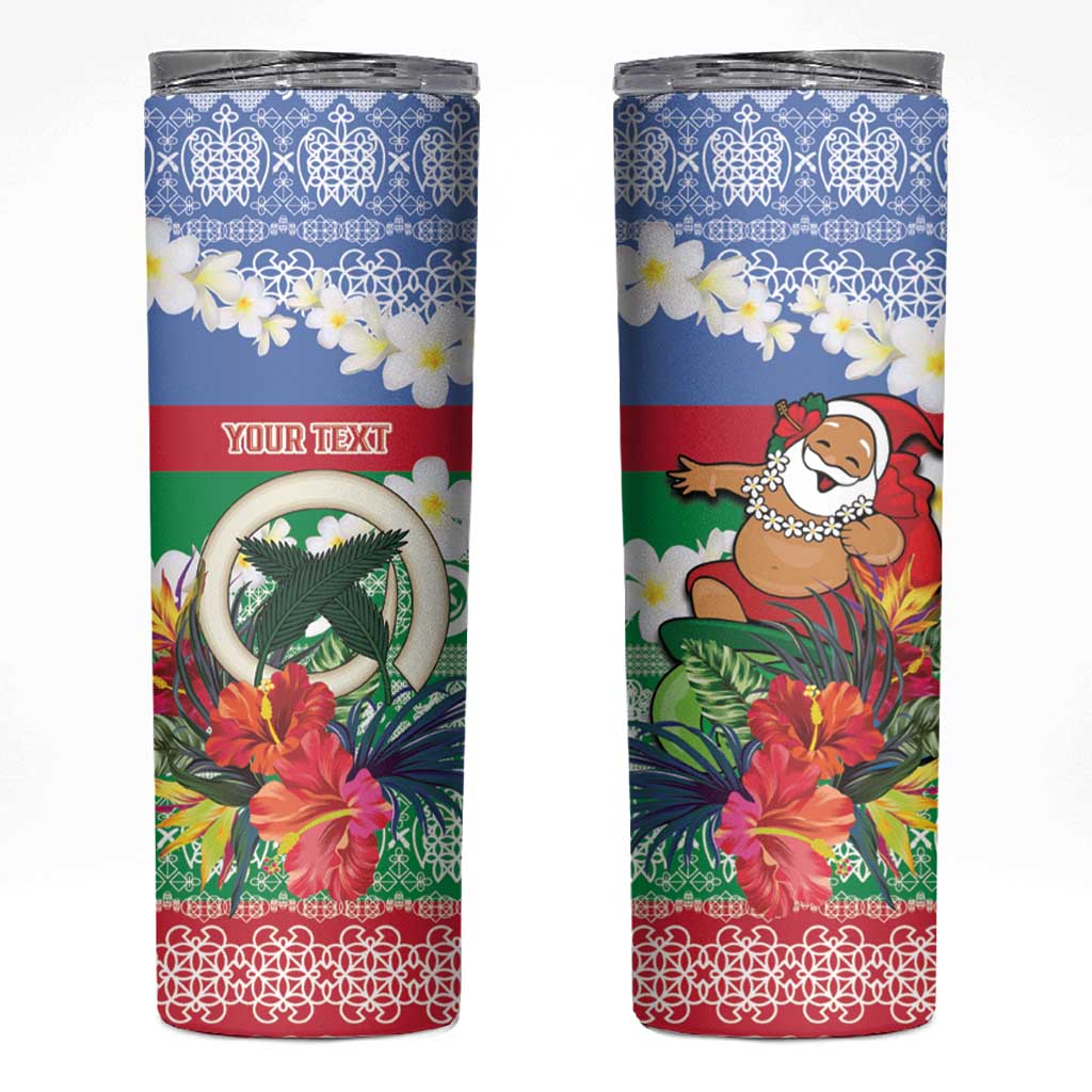 Personalised Shefa Joyeux Noel Skinny Tumbler Proud To Be a Ni-Van Sand Drawing Art LT9 Blue - Polynesian Pride