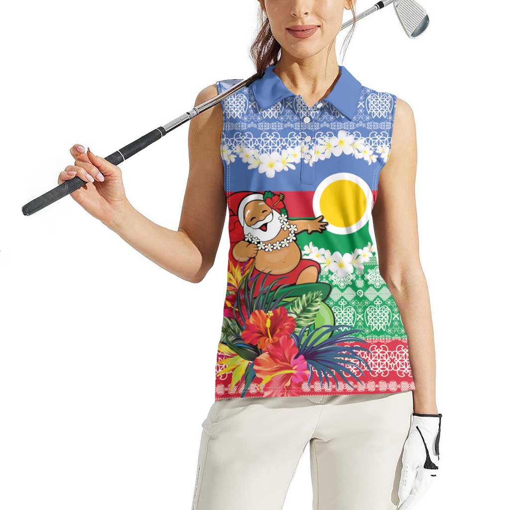 Personalised Shefa Joyeux Noel Women Sleeveless Polo Shirt Proud To Be a Ni-Van Sand Drawing Art LT9 - Polynesian Pride