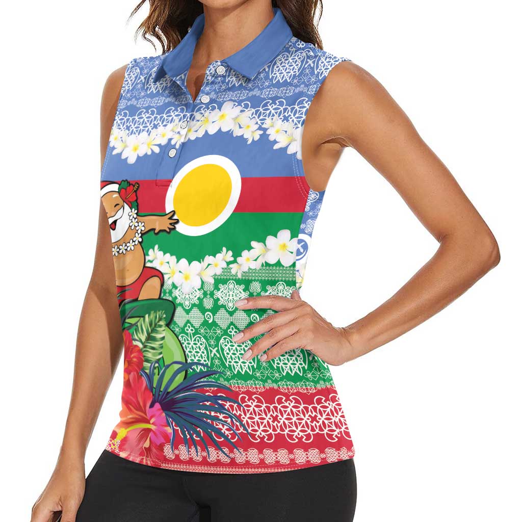 Personalised Shefa Joyeux Noel Women Sleeveless Polo Shirt Proud To Be a Ni-Van Sand Drawing Art LT9 - Polynesian Pride
