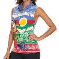 Personalised Shefa Joyeux Noel Women Sleeveless Polo Shirt Proud To Be a Ni-Van Sand Drawing Art LT9 - Polynesian Pride