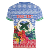 Personalised Shefa Joyeux Noel Women V-Neck T-Shirt Proud To Be a Ni-Van Sand Drawing Art LT9 - Polynesian Pride