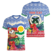 Personalised Shefa Joyeux Noel Women V-Neck T-Shirt Proud To Be a Ni-Van Sand Drawing Art LT9 - Polynesian Pride