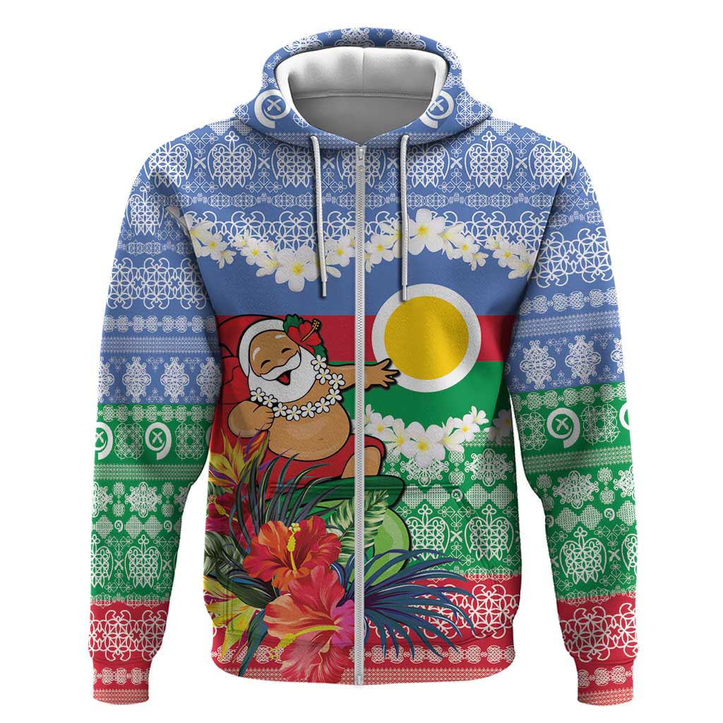 Personalised Shefa Joyeux Noel Zip Hoodie Proud To Be a Ni-Van Sand Drawing Art - Polynesian Pride