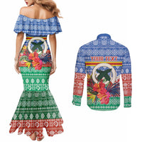 Personalised Tafea Joyeux Noel Couples Matching Mermaid Dress and Long Sleeve Button Shirt Proud To Be a Ni-Van Sand Drawing Art LT9 - Polynesian Pride