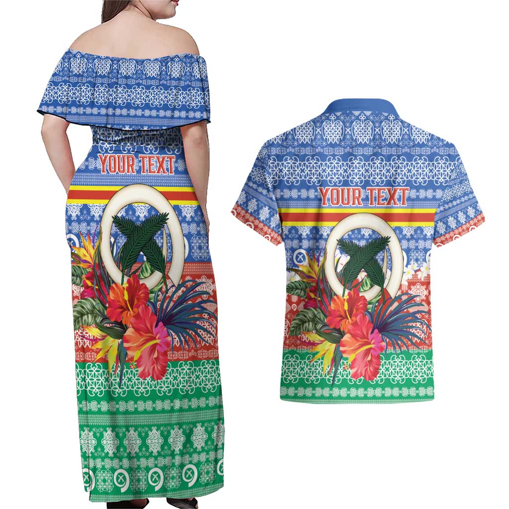 Personalised Tafea Joyeux Noel Couples Matching Off Shoulder Maxi Dress and Hawaiian Shirt Proud To Be a Ni-Van Sand Drawing Art LT9 - Polynesian Pride
