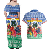 Personalised Tafea Joyeux Noel Couples Matching Off Shoulder Maxi Dress and Hawaiian Shirt Proud To Be a Ni-Van Sand Drawing Art LT9 - Polynesian Pride