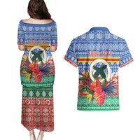 Personalised Tafea Joyeux Noel Couples Matching Puletasi and Hawaiian Shirt Proud To Be a Ni-Van Sand Drawing Art LT9 - Polynesian Pride