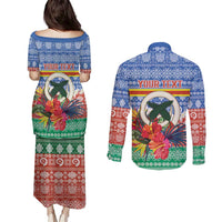 Personalised Tafea Joyeux Noel Couples Matching Puletasi and Long Sleeve Button Shirt Proud To Be a Ni-Van Sand Drawing Art LT9 - Polynesian Pride