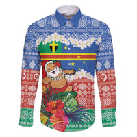 Personalised Tafea Joyeux Noel Family Matching Long Sleeve Bodycon Dress and Hawaiian Shirt Proud To Be a Ni-Van Sand Drawing Art LT9 Dad's Shirt - Long Sleeve Blue - Polynesian Pride