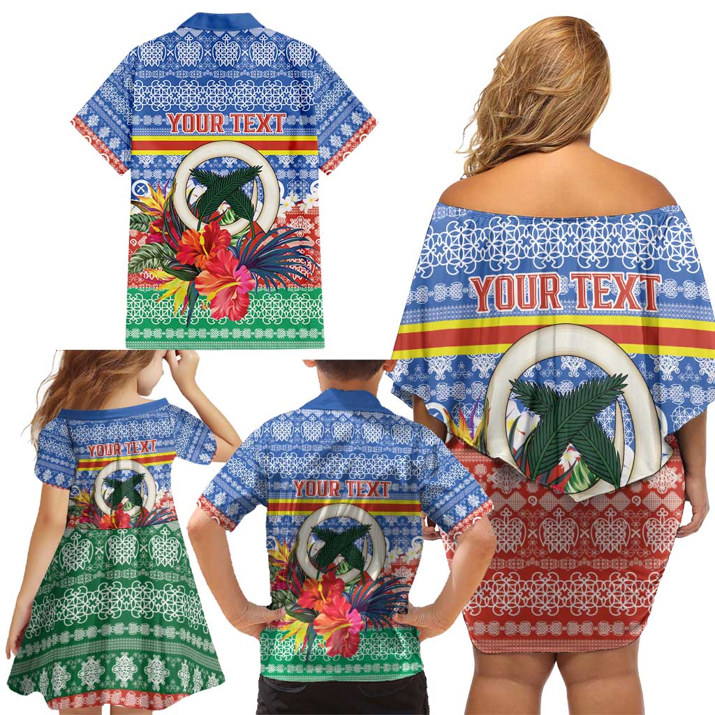 Personalised Tafea Joyeux Noel Family Matching Off Shoulder Short Dress and Hawaiian Shirt Proud To Be a Ni-Van Sand Drawing Art LT9 - Polynesian Pride