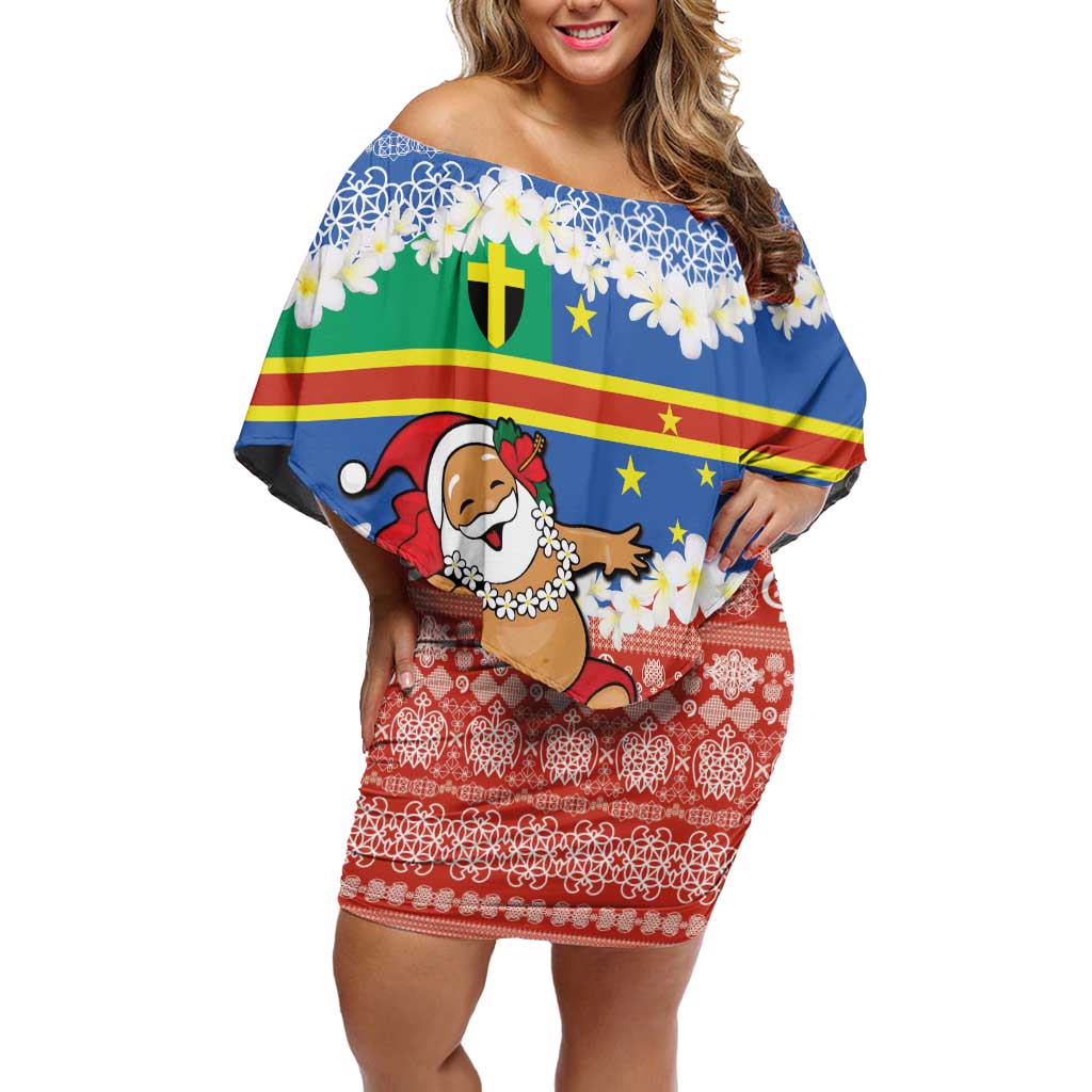 Personalised Tafea Joyeux Noel Family Matching Off Shoulder Short Dress and Hawaiian Shirt Proud To Be a Ni-Van Sand Drawing Art LT9 Mom's Dress Blue - Polynesian Pride