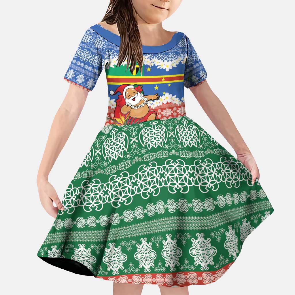 Personalised Tafea Joyeux Noel Family Matching Tank Maxi Dress and Hawaiian Shirt Proud To Be a Ni-Van Sand Drawing Art LT9 Daughter's Dress Blue - Polynesian Pride