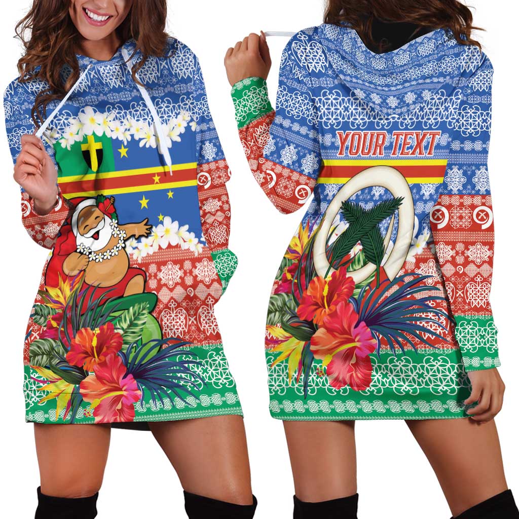 Personalised Tafea Joyeux Noel Hoodie Dress Proud To Be a Ni-Van Sand Drawing Art LT9 - Polynesian Pride