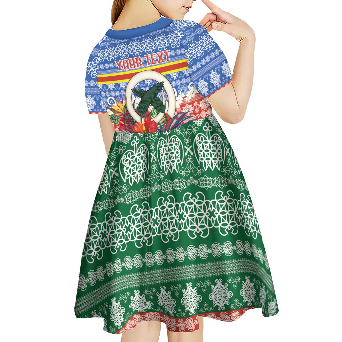 Personalised Tafea Joyeux Noel Kid Short Sleeve Dress Proud To Be a Ni-Van Sand Drawing Art - Polynesian Pride