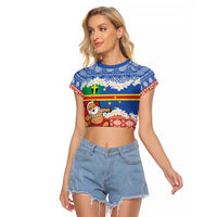 Personalised Tafea Joyeux Noel Raglan Cropped T Shirt Proud To Be a Ni-Van Sand Drawing Art - Polynesian Pride