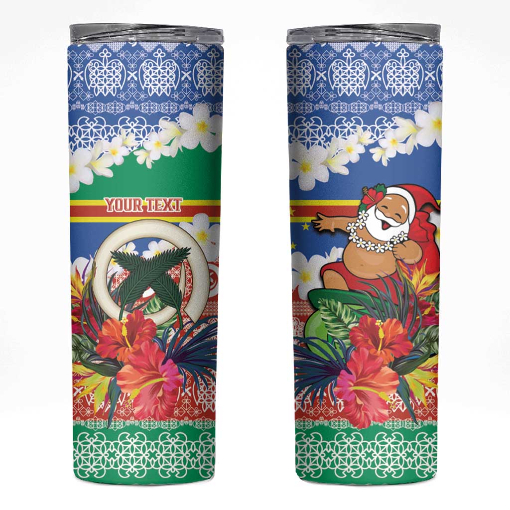 Personalised Tafea Joyeux Noel Skinny Tumbler Proud To Be a Ni-Van Sand Drawing Art LT9 Blue - Polynesian Pride