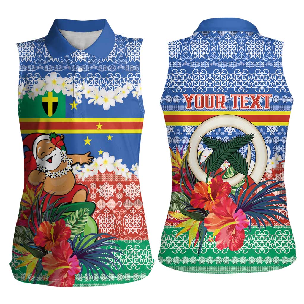 Personalised Tafea Joyeux Noel Women Sleeveless Polo Shirt Proud To Be a Ni-Van Sand Drawing Art LT9 - Polynesian Pride