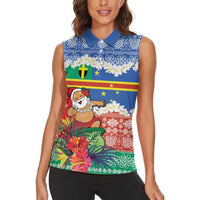 Personalised Tafea Joyeux Noel Women Sleeveless Polo Shirt Proud To Be a Ni-Van Sand Drawing Art LT9 - Polynesian Pride