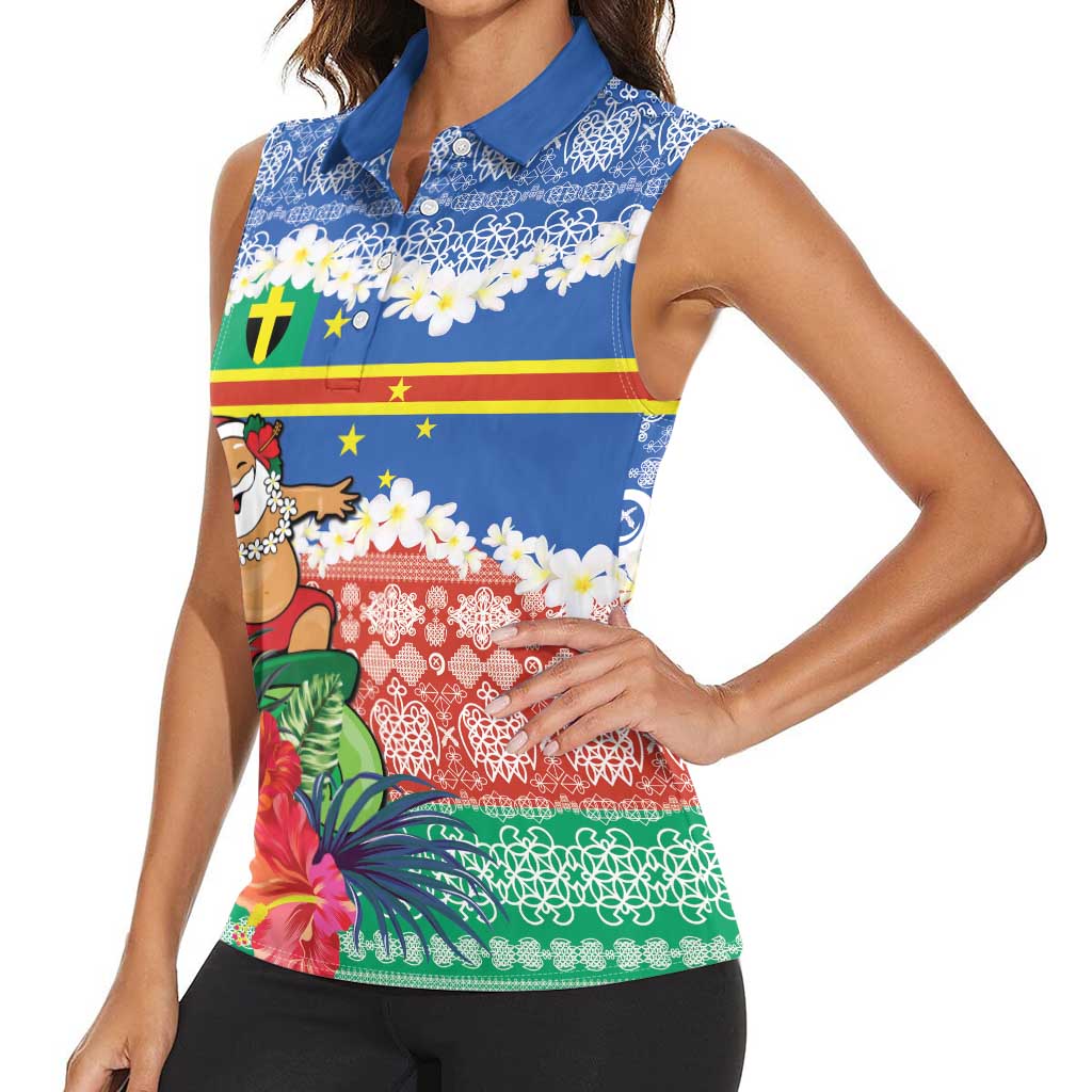 Personalised Tafea Joyeux Noel Women Sleeveless Polo Shirt Proud To Be a Ni-Van Sand Drawing Art LT9 - Polynesian Pride