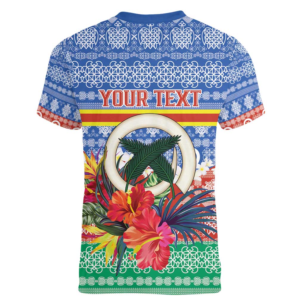 Personalised Tafea Joyeux Noel Women V-Neck T-Shirt Proud To Be a Ni-Van Sand Drawing Art LT9 - Polynesian Pride