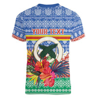 Personalised Tafea Joyeux Noel Women V-Neck T-Shirt Proud To Be a Ni-Van Sand Drawing Art LT9 - Polynesian Pride