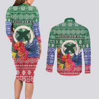 Personalised Torba Joyeux Noel Couples Matching Long Sleeve Bodycon Dress and Long Sleeve Button Shirt Proud To Be a Ni-Van Sand Drawing Art LT9 - Polynesian Pride