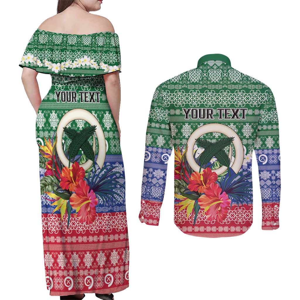 Personalised Torba Joyeux Noel Couples Matching Off Shoulder Maxi Dress and Long Sleeve Button Shirt Proud To Be a Ni-Van Sand Drawing Art LT9 - Polynesian Pride