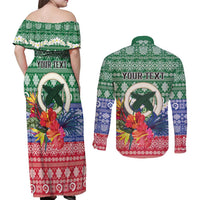 Personalised Torba Joyeux Noel Couples Matching Off Shoulder Maxi Dress and Long Sleeve Button Shirt Proud To Be a Ni-Van Sand Drawing Art LT9 - Polynesian Pride