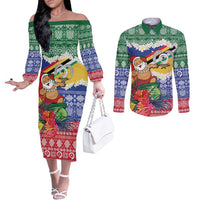 Personalised Torba Joyeux Noel Couples Matching Off The Shoulder Long Sleeve Dress and Long Sleeve Button Shirt Proud To Be a Ni-Van Sand Drawing Art LT9 Green - Polynesian Pride