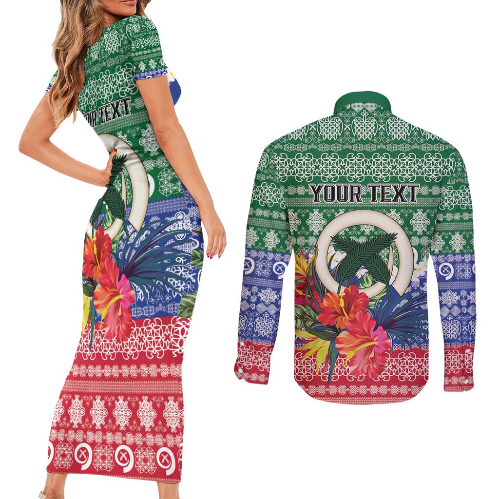 Personalised Torba Joyeux Noel Couples Matching Short Sleeve Bodycon Dress and Long Sleeve Button Shirt Proud To Be a Ni-Van Sand Drawing Art LT9 - Polynesian Pride