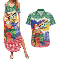 Personalised Torba Joyeux Noel Couples Matching Summer Maxi Dress and Hawaiian Shirt Proud To Be a Ni-Van Sand Drawing Art LT9 Green - Polynesian Pride