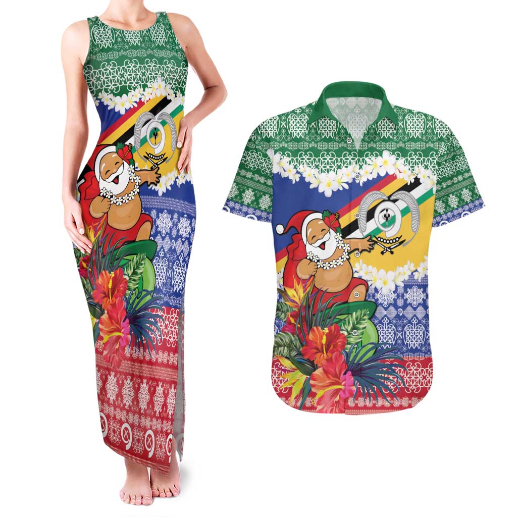 Personalised Torba Joyeux Noel Couples Matching Tank Maxi Dress and Hawaiian Shirt Proud To Be a Ni-Van Sand Drawing Art LT9 Green - Polynesian Pride