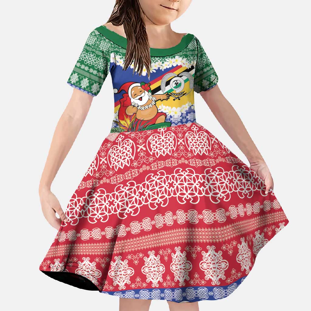Personalised Torba Joyeux Noel Family Matching Mermaid Dress and Hawaiian Shirt Proud To Be a Ni-Van Sand Drawing Art LT9 Daughter's Dress Green - Polynesian Pride
