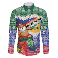 Personalised Torba Joyeux Noel Family Matching Mermaid Dress and Hawaiian Shirt Proud To Be a Ni-Van Sand Drawing Art LT9 Dad's Shirt - Long Sleeve Green - Polynesian Pride